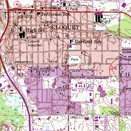 Topographic Map of Grace Baptist Church, MN