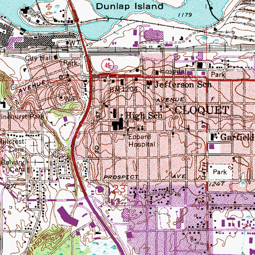 Topographic Map of Bethany Covenant Church, MN