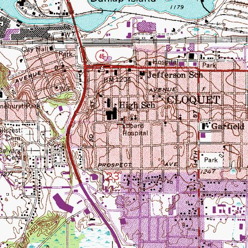 Topographic Map of Cloquet Assembly of God Church, MN