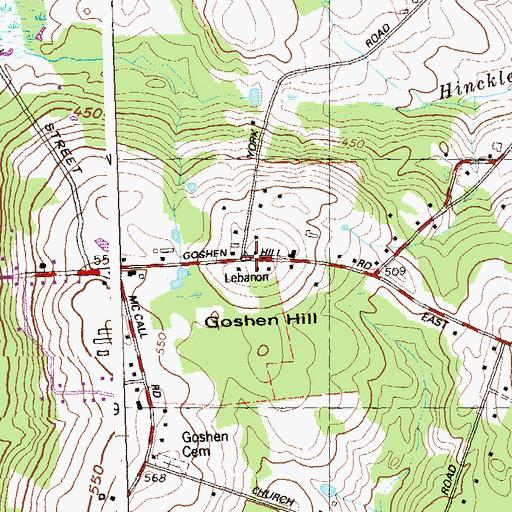 Topographic Map of Goshen Hill, CT