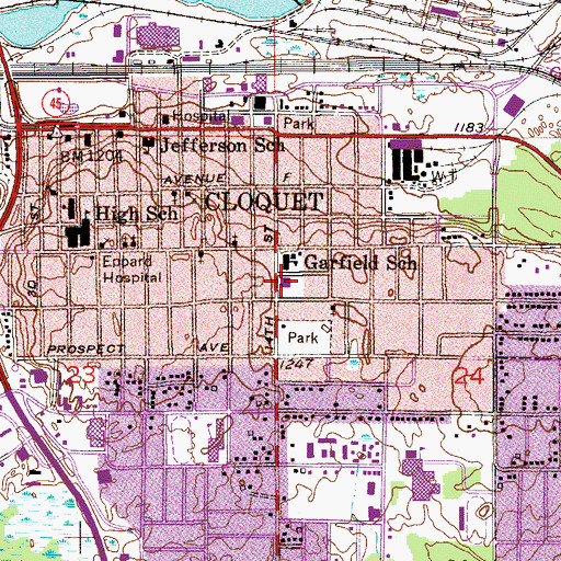 Topographic Map of Cloquet Public Library, MN