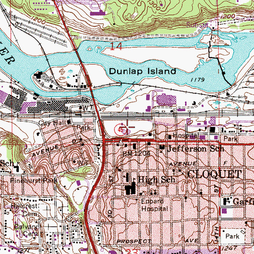 Topographic Map of Veterans Park, MN