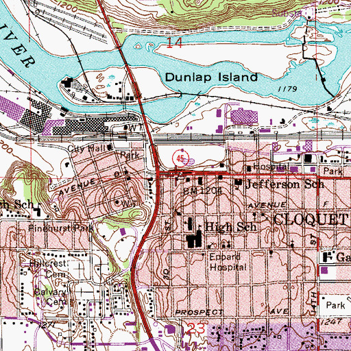 Topographic Map of Cloquet Post Office, MN