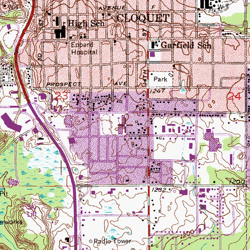 Topographic Map of Washington Elementary School, MN