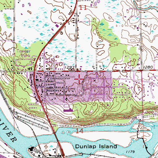 Topographic Map of Sunnyside Park, MN