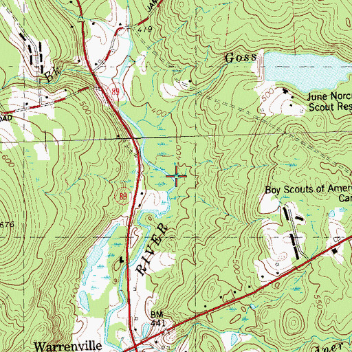 Topographic Map of Goss Brook, CT