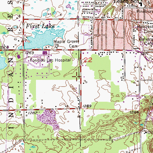 Topographic Map of New Calvary Cemetery, MN