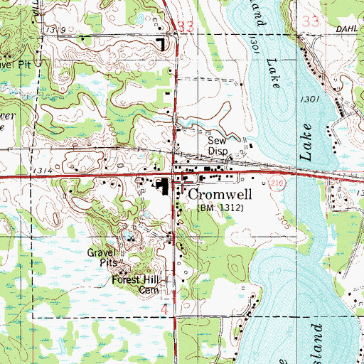 Topographic Map of Cromwell Fire and Ambulance, MN