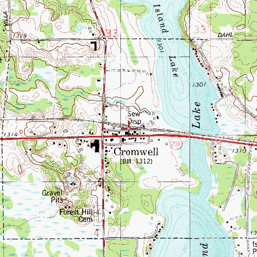 Topographic Map of Cromwell, MN