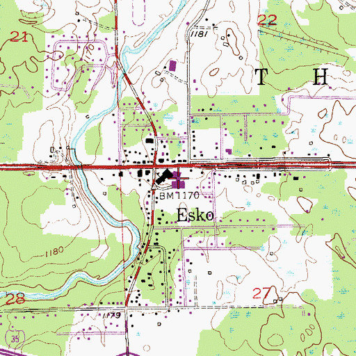 Topographic Map of Esko Schools, MN