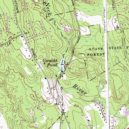 Topographic Map of Goulds Pond, CT