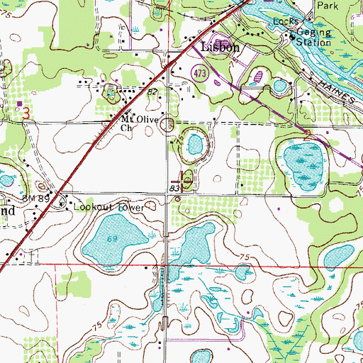 Topographic Map of New Life Baptist Church, FL