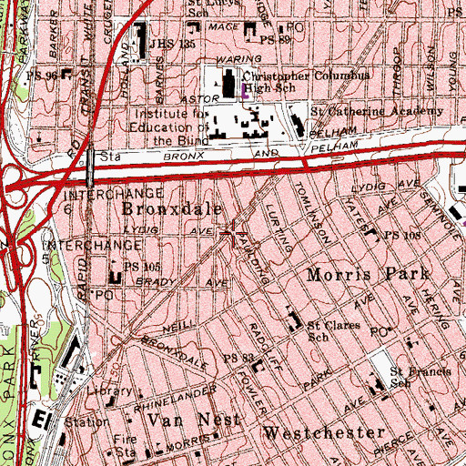 Topographic Map of Morris Park Station, NY