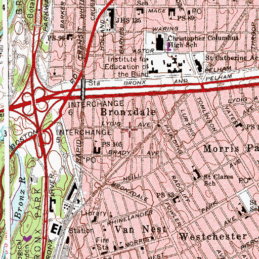 Topographic Map of Young Israel Hebrew School and Youth Center, NY