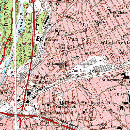 Topographic Map of Van Nest Memorial Square, NY