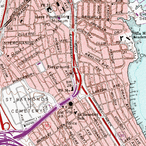 Topographic Map of First Lutheran Church of Throggs Neck, NY