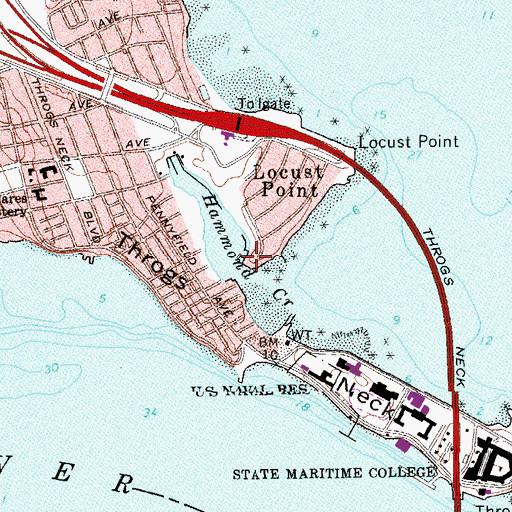 Topographic Map of Locust Point Yacht Club, NY