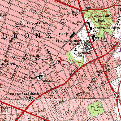 Topographic Map of Kingdom Hall of Jehovahs Witnesses, NY