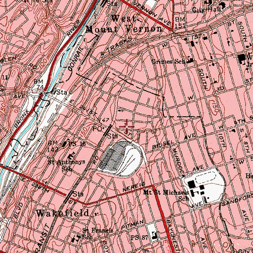 Topographic Map of Saint Paul's Slovak Evangelical Lutheran Church, NY