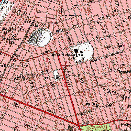 Topographic Map of Saint Francis of Assisi School, NY