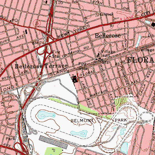 Topographic Map of Bellerose School, NY