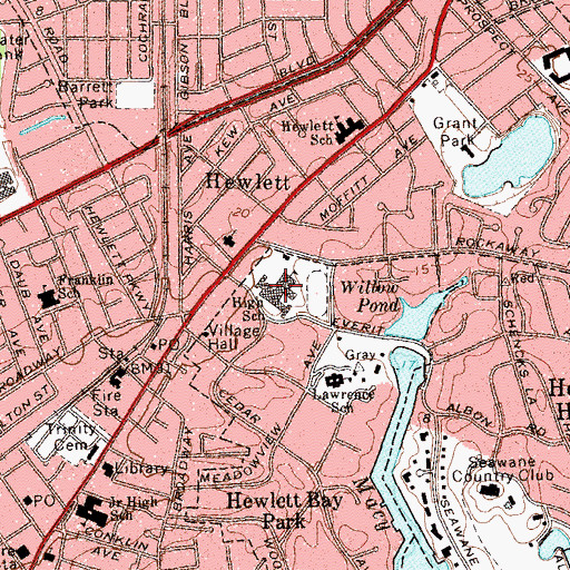 Topographic Map of George W Hewlett High School, NY