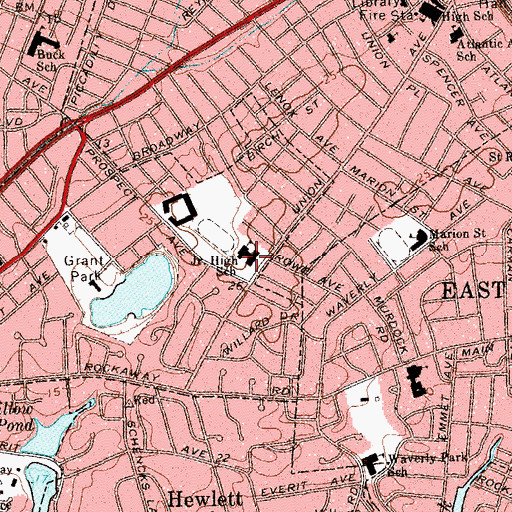 Topographic Map of Lynbrook South Middle School, NY