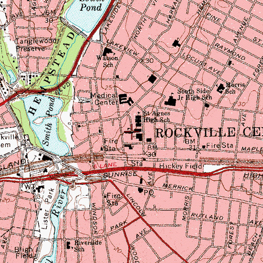 Topographic Map of Saint Agnes Cathedral Elementary School, NY