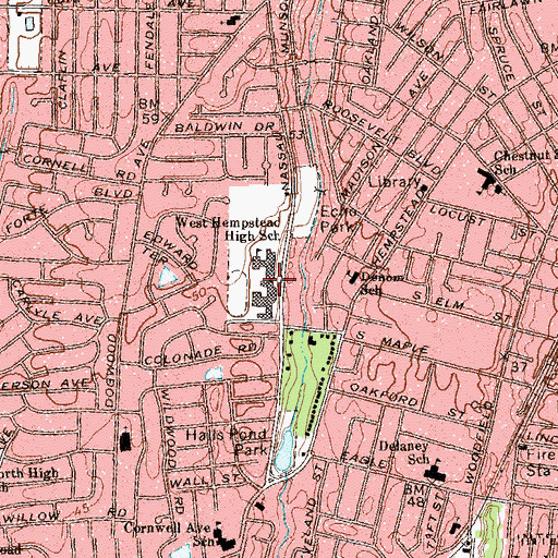 Topographic Map of West Hempstead Middle School, NY