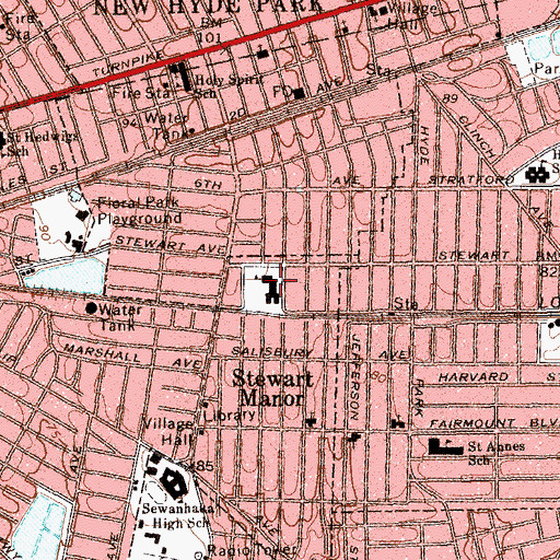 Topographic Map of Stewart Manor Elementary School, NY