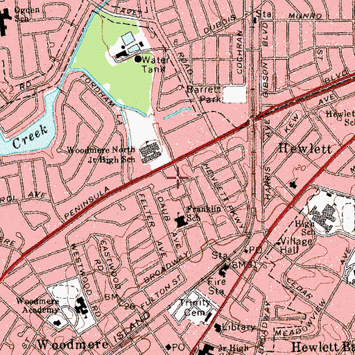 Topographic Map of Yeshiva of South Shore School, NY