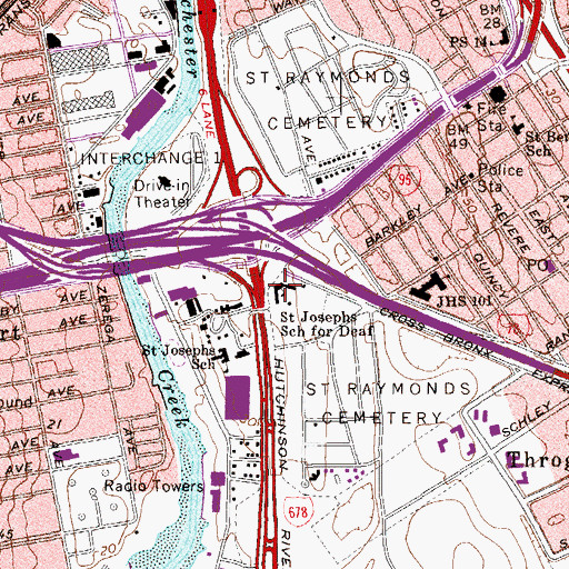 Topographic Map of Saint Joseph's School for the Deaf, NY