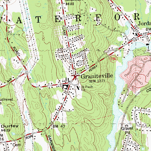Topographic Map of Graniteville, CT