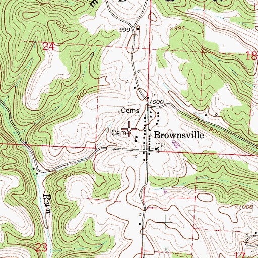 Topographic Map of Brownsville United Presbyterian Cemetery, OH
