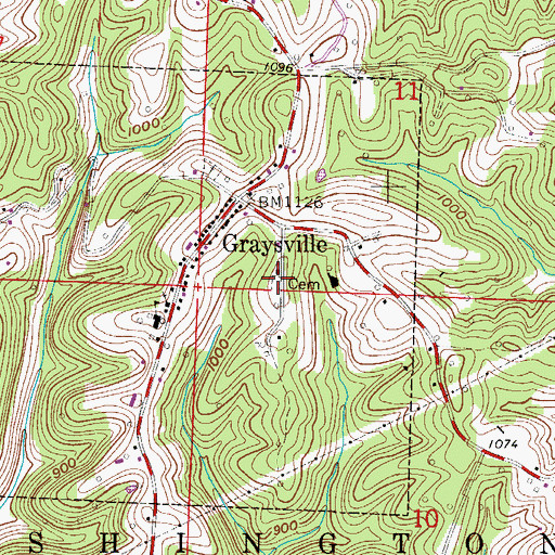 Topographic Map of Graysville Christian Church Cemetery, OH