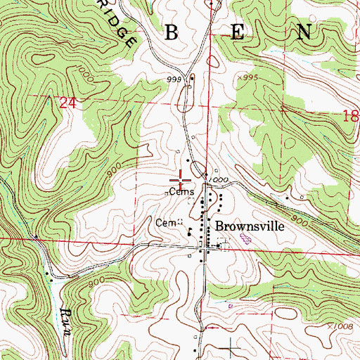 Topographic Map of Hensel Cemetery, OH
