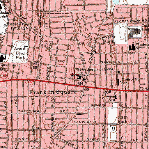 Topographic Map of Franklin Square Jewish Center, NY