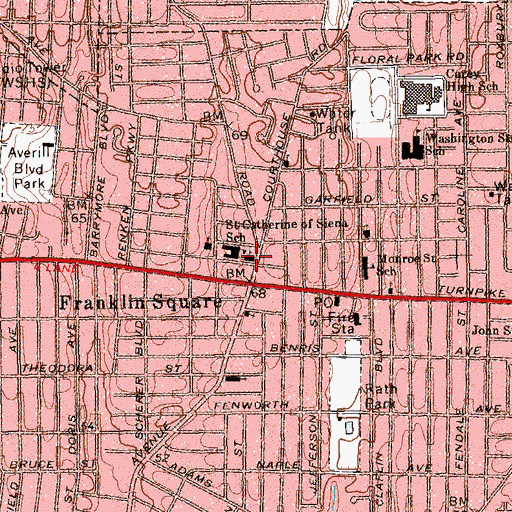 Topographic Map of Saint Catherine of Sienna Roman Catholic Church, NY