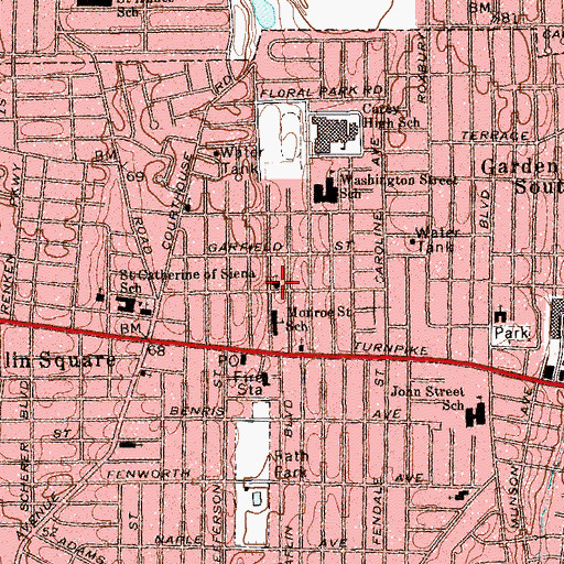 Topographic Map of Saint James the Just Church, NY