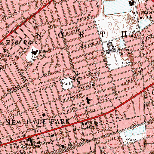 Topographic Map of New Hyde Park Baptist Church, NY