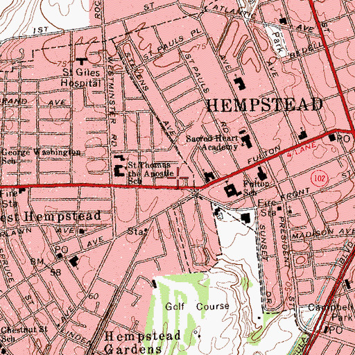 Topographic Map of West Hempstead Christian Heritage Church, NY