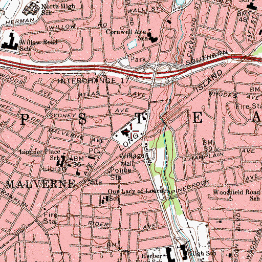 Topographic Map of Grace Lutheran Church, NY