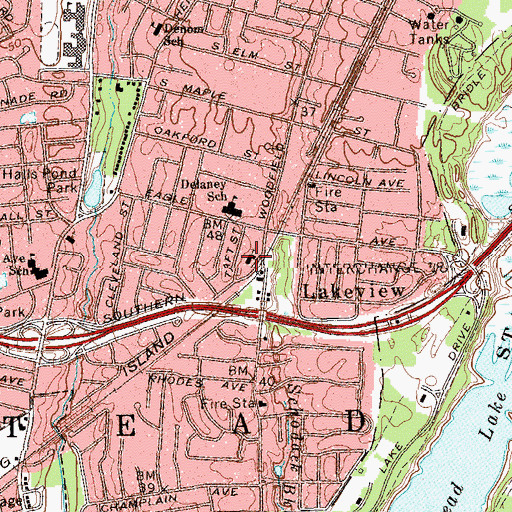 Topographic Map of Temple B'nai Sholom, NY