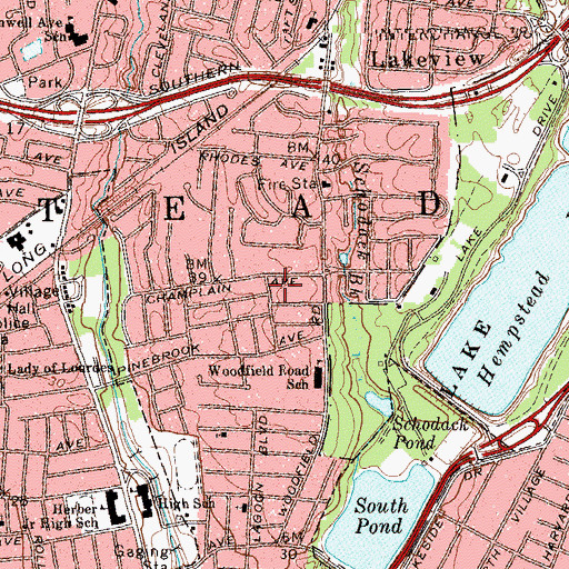 Topographic Map of West Hempstead Community Baptist Church, NY
