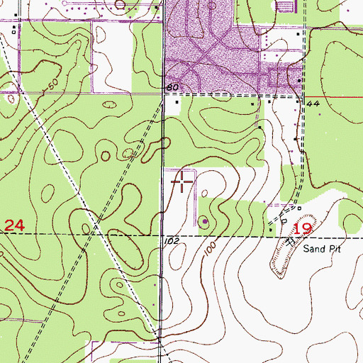 Topographic Map of Pleasant Grove Elementary School, FL