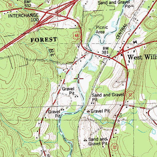 Topographic Map of Grapeville Brook, CT