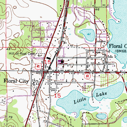 Topographic Map of Floral City United Methodist Church, FL