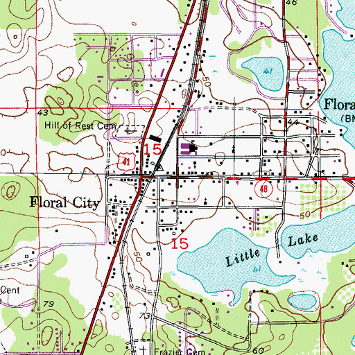Topographic Map of Floral City Fire Department, FL