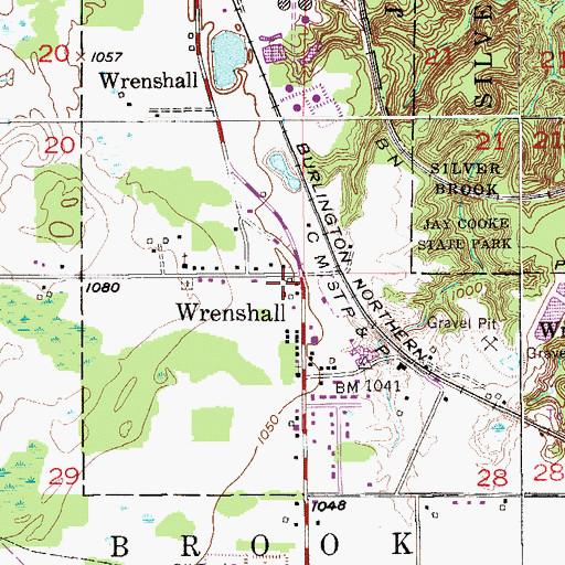 Topographic Map of Wrenshall Fire Department, MN