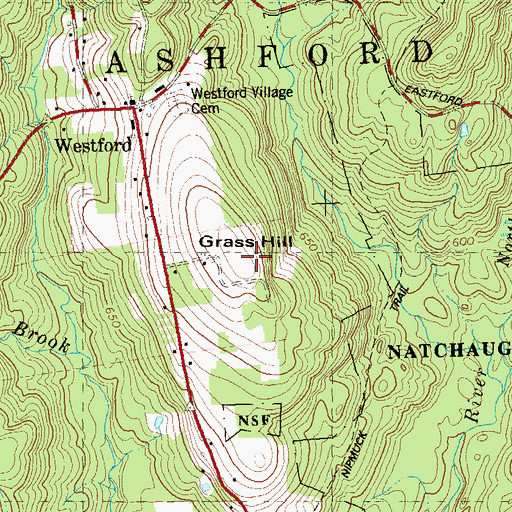 Topographic Map of Grass Hill, CT
